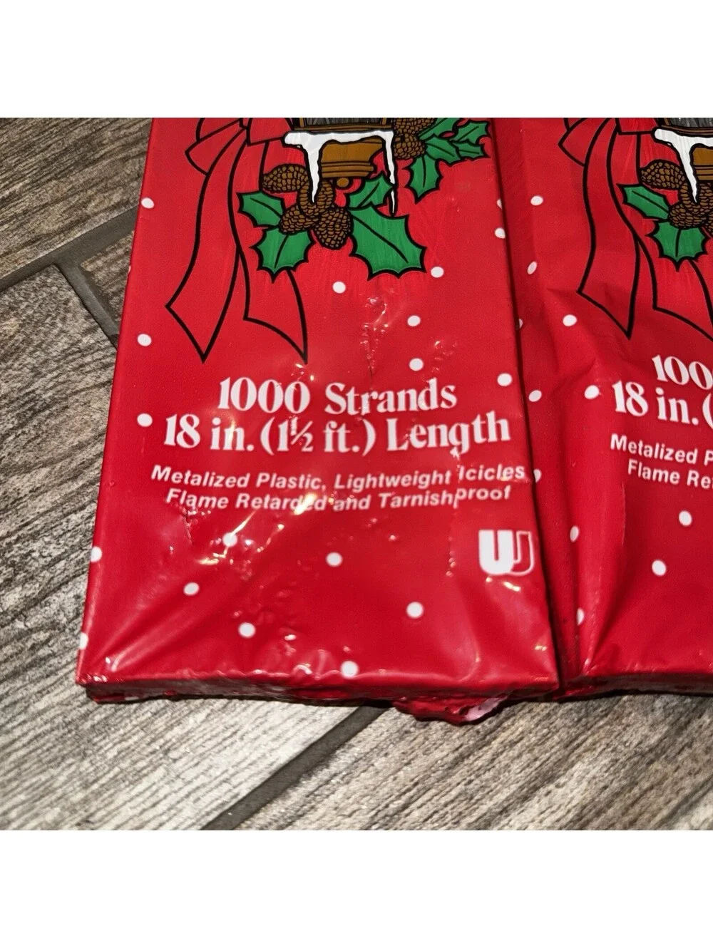 Vintage Christmas Icicles Tinsel 18” 1000 Strands Lot of 3 Union Wadding Co.